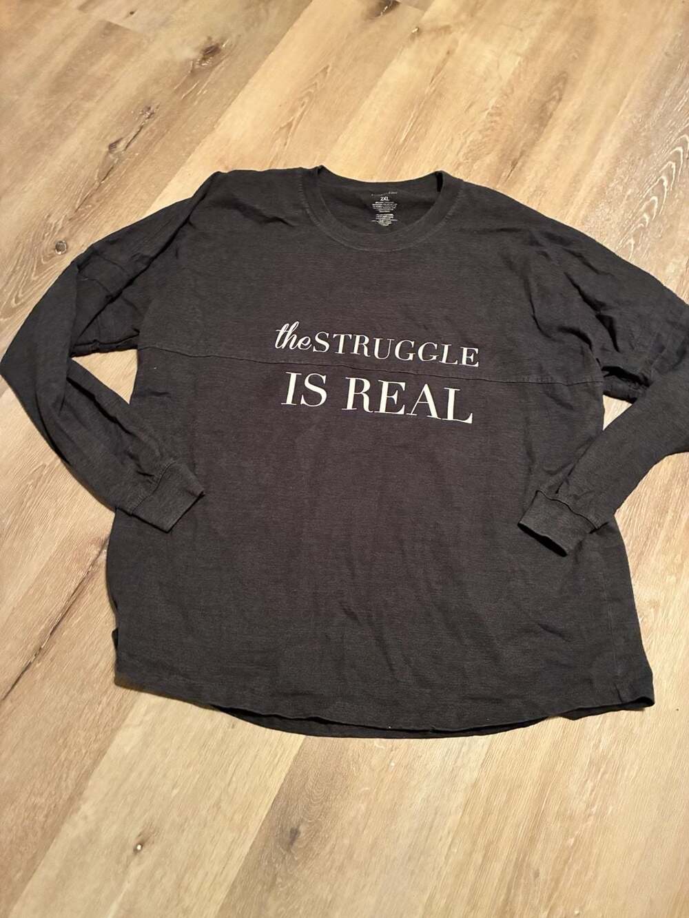 Boxercraft The Struggle Is Real Dark Gray Long Sleeve Spirit Jersey Shirt 2XL